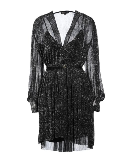 Maje Mini Dress Polyester, Metallic Fiber in Black | Lyst