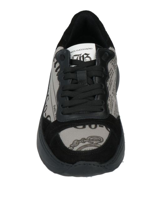 John Galliano Black Sneakers Leather, Textile Fibers