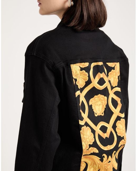 Versace Black Denim Outerwear Cotton, Elastane