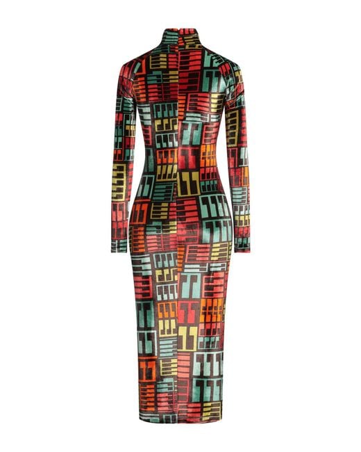 Emilio Pucci Red Midi Dress Viscose, Polyamide, Elastane