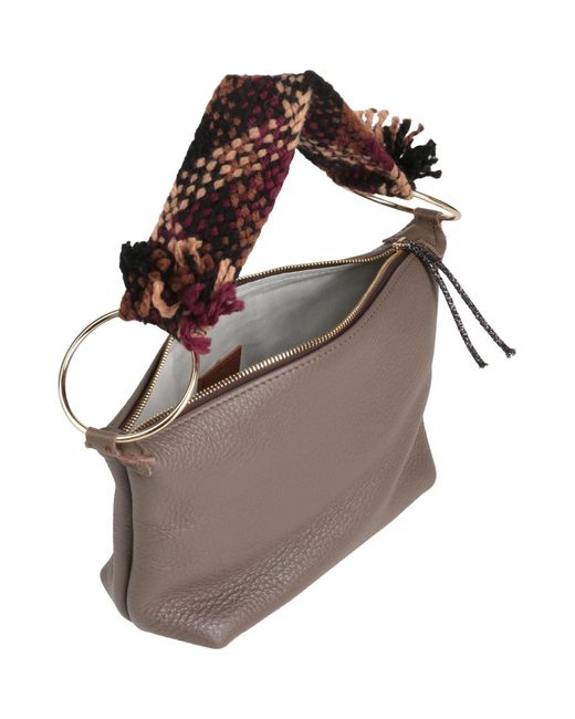 Anita Bilardi Brown Dove Handbag Calfskin, Cotton, Polyester