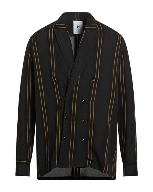 PT Torino Black Blazer Viscose, Silk for men