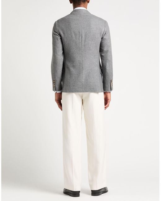 Brunello Cucinelli Gray Blazer Cashmere, Silk for men