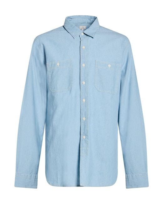 Woolrich Blue Denim Shirt Cotton for men