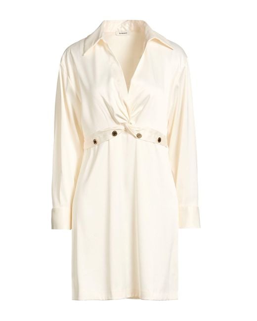 Sandro White Ivory Mini Dress Polyester, Elastane