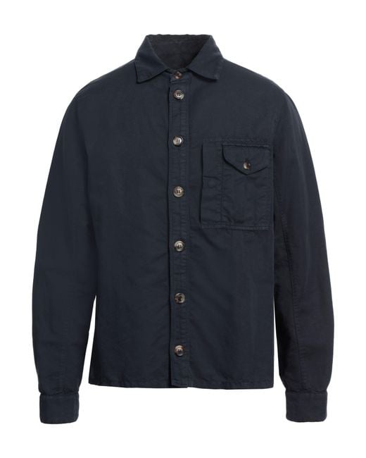 Brunello Cucinelli Blue Shirt Linen, Cotton for men