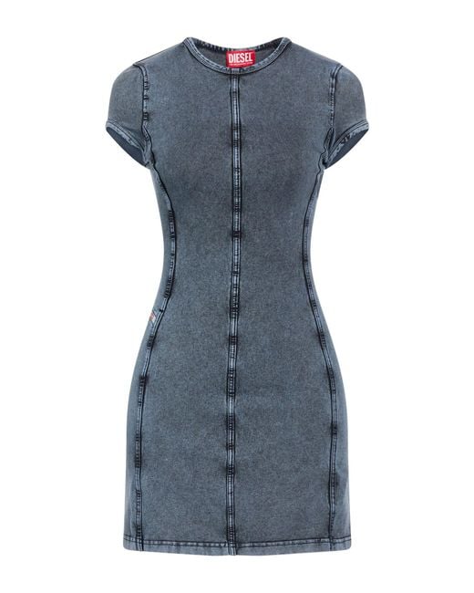DIESEL Blue Mini Dress Cotton, Elastane