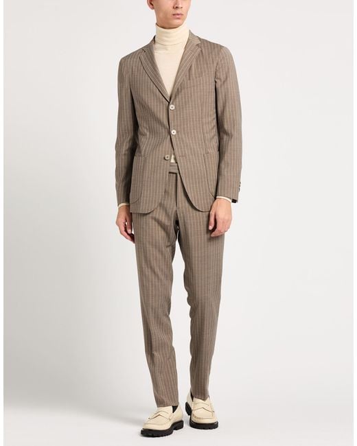 Santaniello Gray Taupe Suit Polyester, Wool, Elastane for men