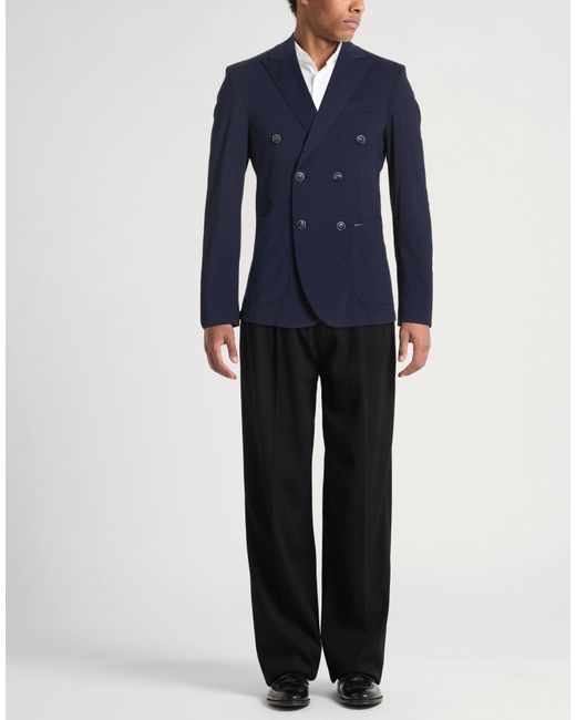 Daniele Alessandrini Blue Blazer Polyester, Elastane for men