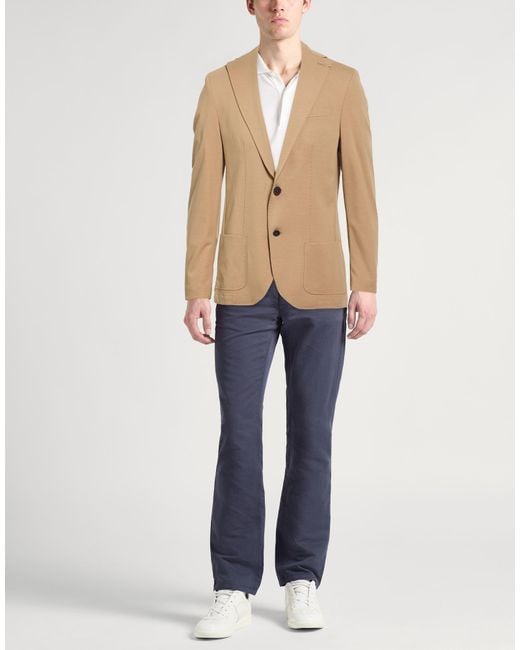 Manuel Ritz Natural Blazer Cotton, Polyamide, Elastane for men