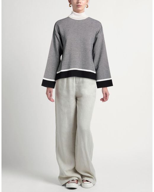Purotatto Gray Turtleneck Merino Wool, Cotton