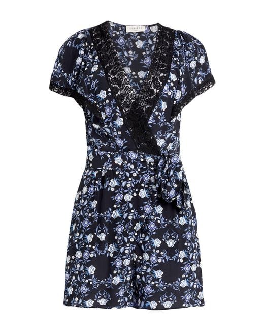 Sandro Blue Playsuit Viscose, Polyester, Cotton, Polyamide, Zamak