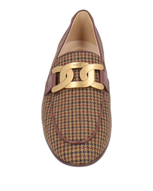 Tod's Brown Loafers Textile Fibers, Leather