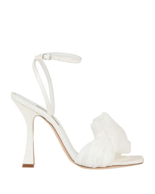 Casadei White Sandals Textile Fibers, Leather