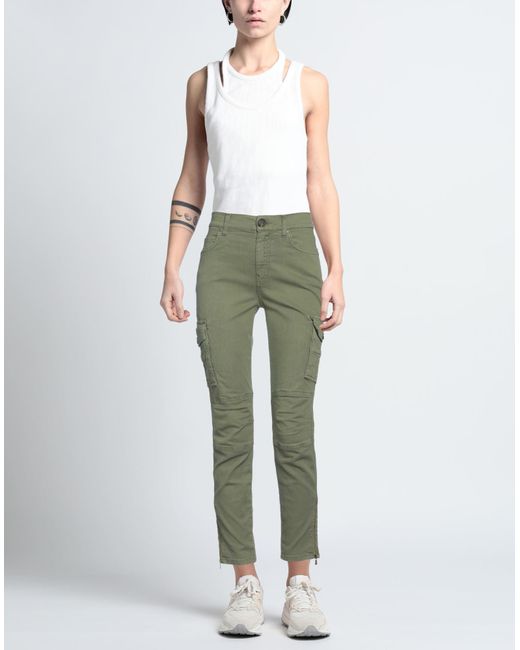 Pinko Green Denim Pants Cotton, Elastane