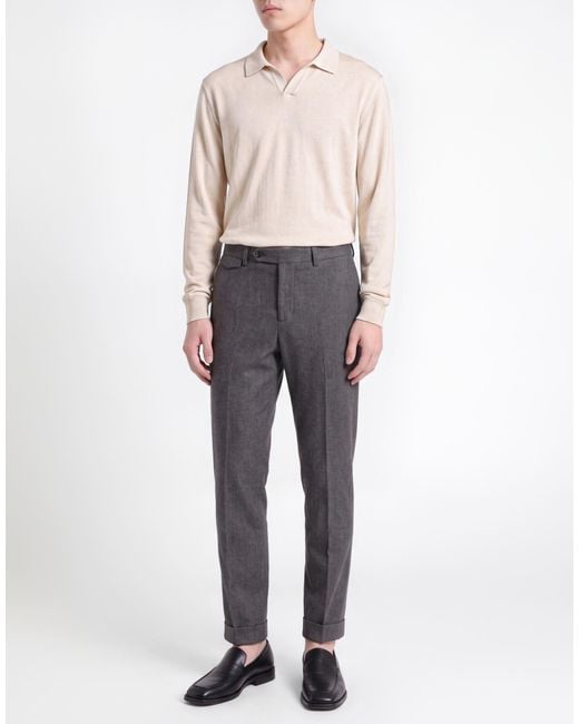Paoloni Gray Pants Virgin Wool, Viscose, Polyester, Elastane for men