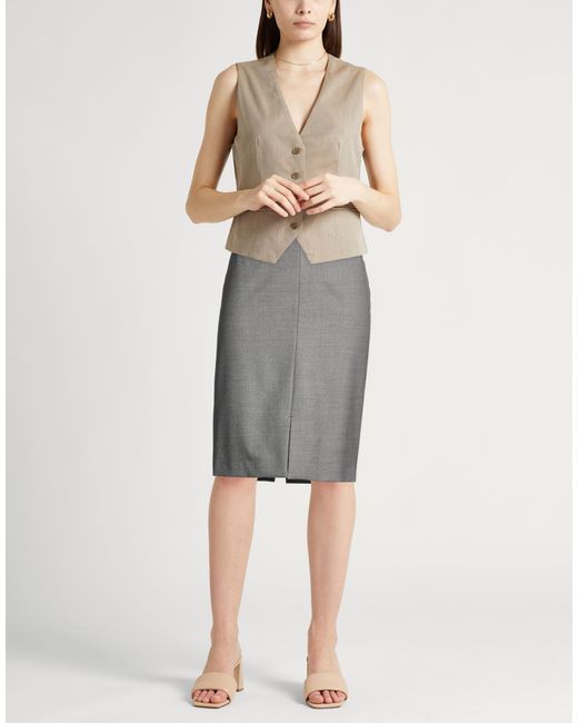 Agnona Gray Midi Skirt Wool, Elastane