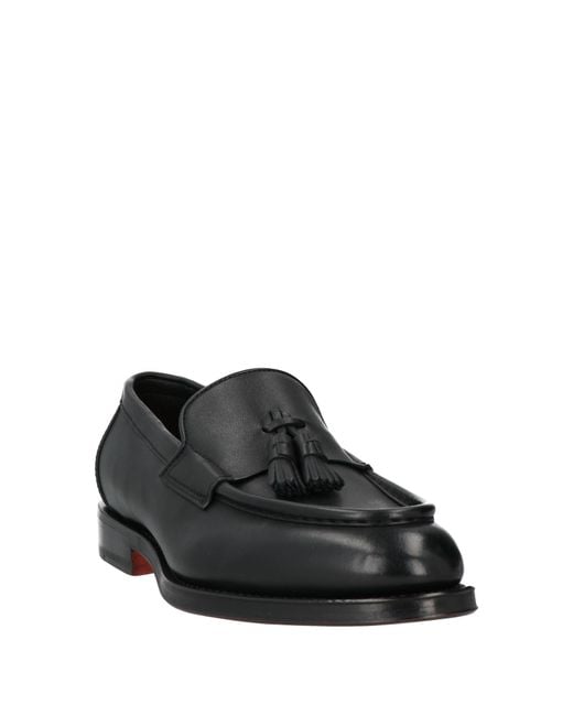 Santoni Black Loafers Leather for men