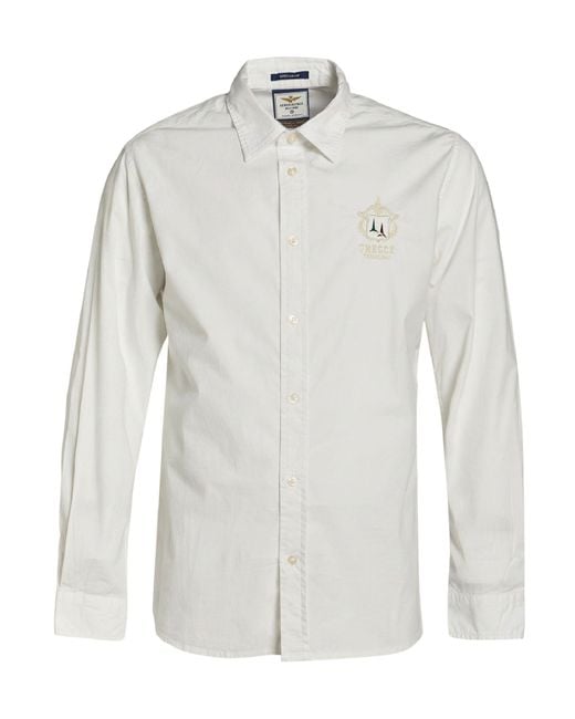 Aeronautica Militare White Shirt Cotton, Elastane for men