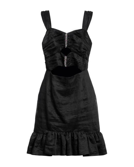 Sandro Black Crystal-embellished Cutout Linen-blend Mini Dress