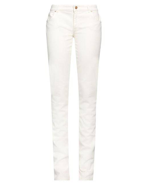 Blumarine White Ivory Jeans Cotton, Elastane