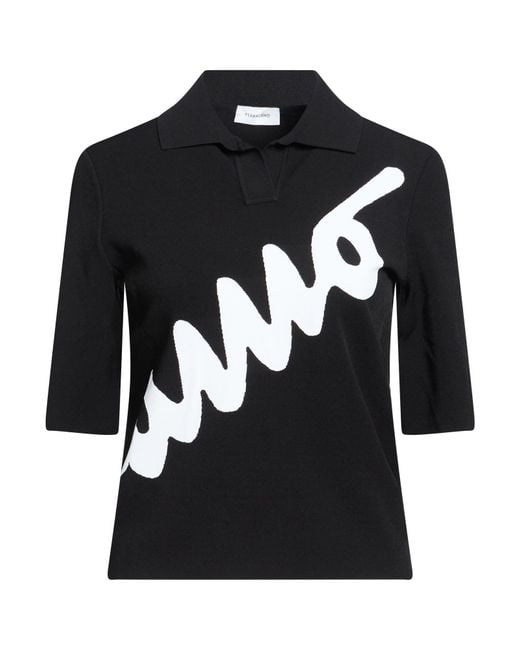 Ferragamo Black Polo Shirt Viscose, Polyester, Polyamide, Elastane