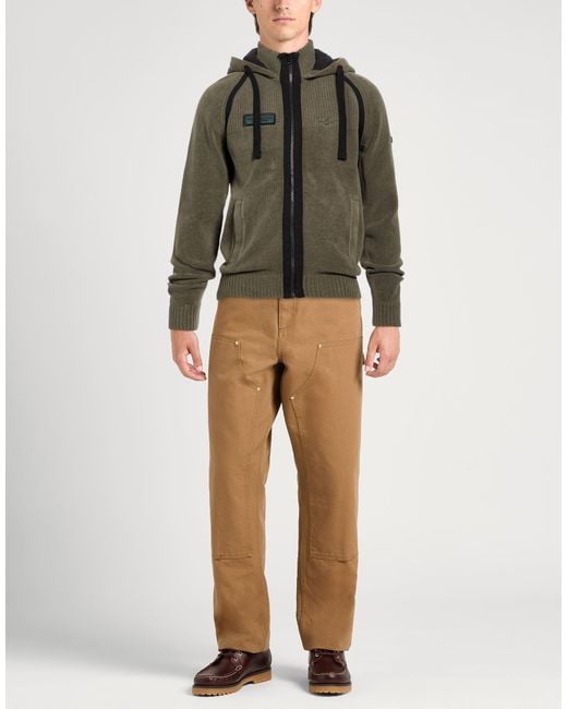 Aeronautica Militare Green Khaki Cardigan Cotton for men