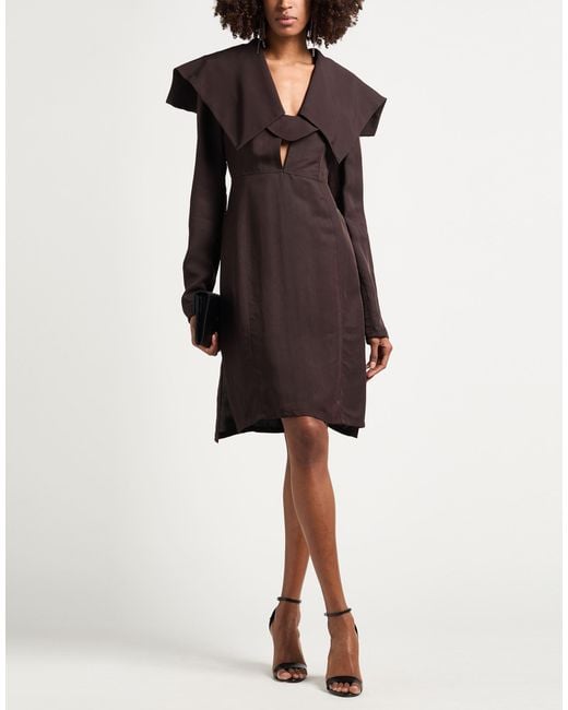 Jil Sander Brown Dark Midi Dress Viscose, Silk