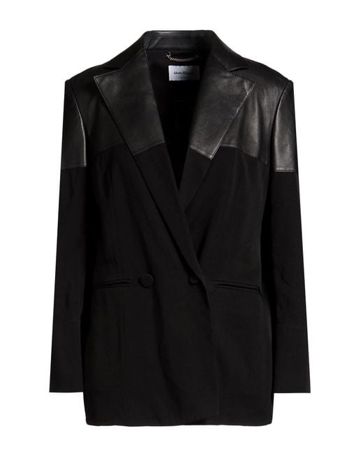 Ferragamo Black Blazer Viscose, Lambskin
