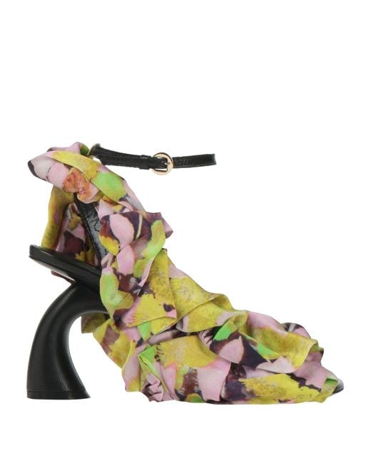 Dries Van Noten Metallic Sandals Textile Fibers, Leather