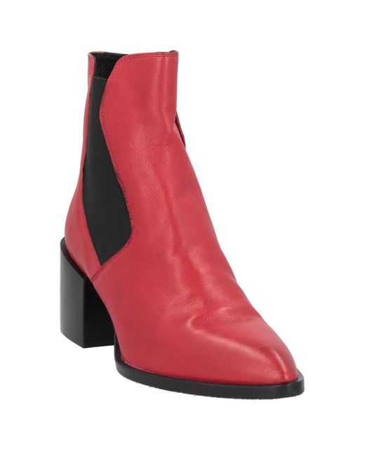 Elvio Zanon Red Ankle Boots