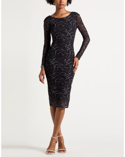 Karl Lagerfeld Black Midi Dress Polyester, Elastane