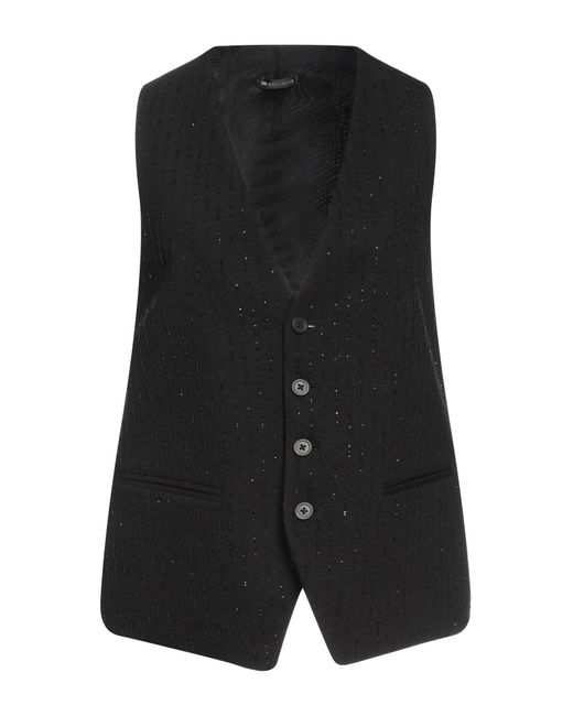 Ann Demeulemeester Black Tailored Vest Virgin Wool, Elastane, Glass