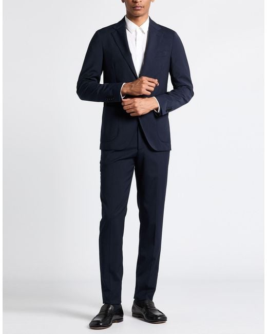 Lardini Blue Suit Polyester, Viscose for men
