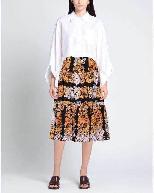 Sandro Orange Midi Skirt
