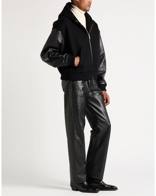 DSquared² Black Jacket Virgin Wool, Polyamide, Cashmere, Calfskin for men