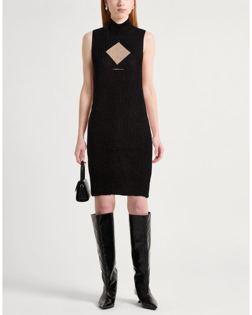 Odi Et Amo Black Mini Dress Acrylic, Mohair Wool, Wool, Polyamide