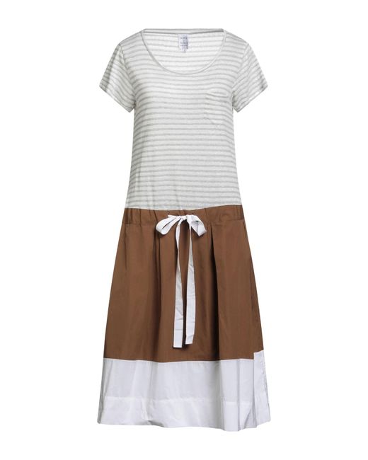 Sara Roka White Midi Dress Cotton, Polyamide, Linen