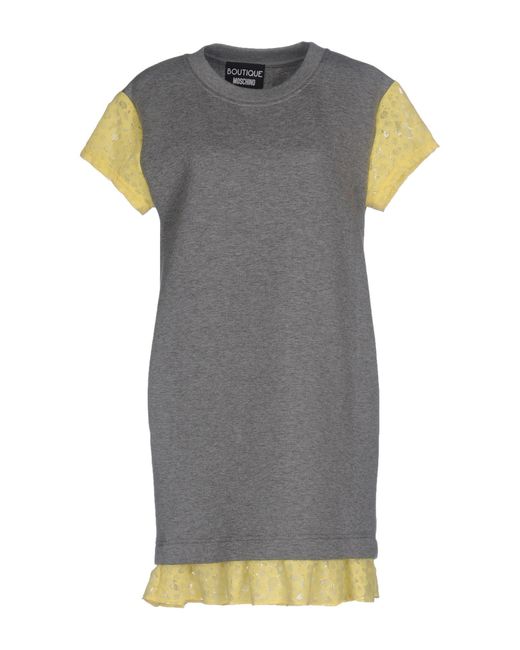 Boutique Moschino Gray Mini Dress Polyester, Cotton, Polyamide