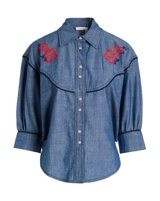 See By Chloé Blue Denim Shirt Cotton, Linen, Lyocell