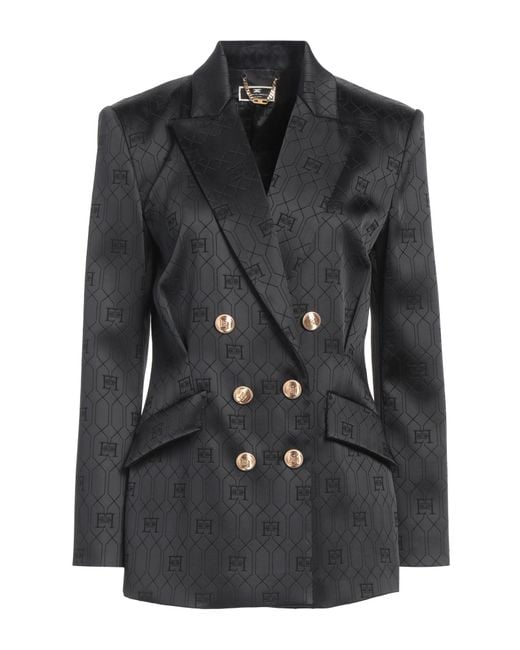 Elisabetta Franchi Black Blazer Polyester, Polyamide, Elastane