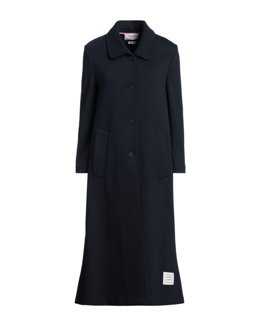 Thom Browne Blue Overcoat & Trench Coat Cotton, Polyamide