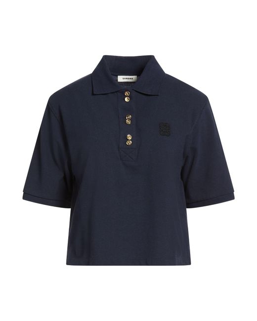 Sandro Blue Midnight Polo Shirt Cotton