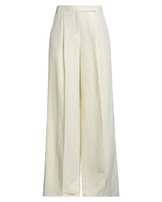 Dorothee Schumacher White Ivory Pants Polyester, Linen