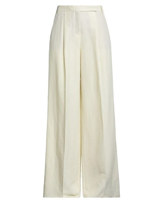 Dorothee Schumacher White Ivory Pants Polyester, Linen