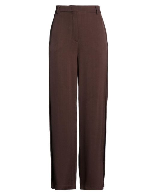 Semicouture Brown Pants Viscose, Virgin Wool