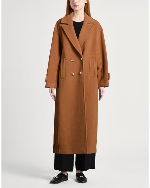 Pinko Brown Coat Wool, Nylon