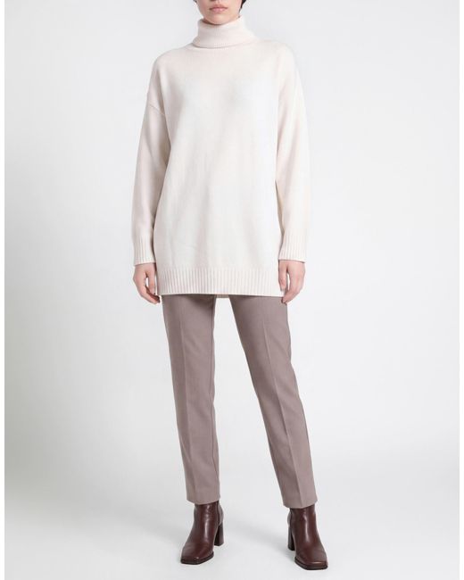 Kiton White Ivory Mini Dress Cashmere