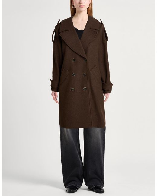 Ba&sh Brown Coat Wool, Polyamide, Acrylic, Polyester, Cotton