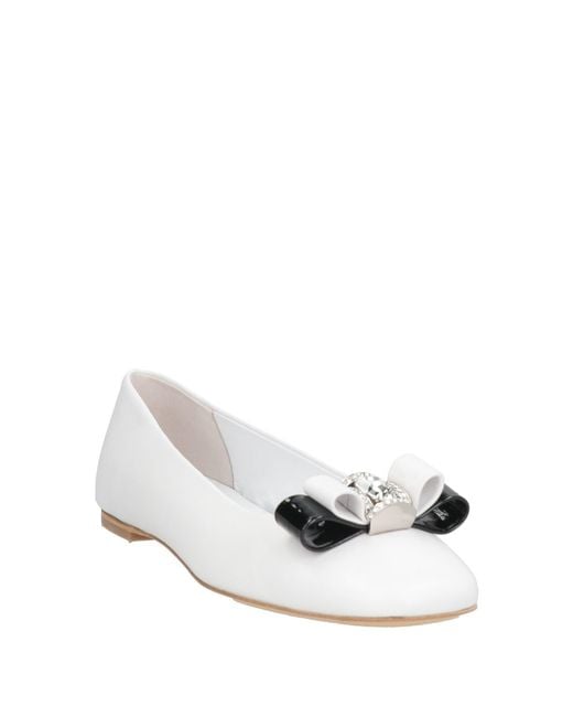 Casadei White Ballet Flats Leather